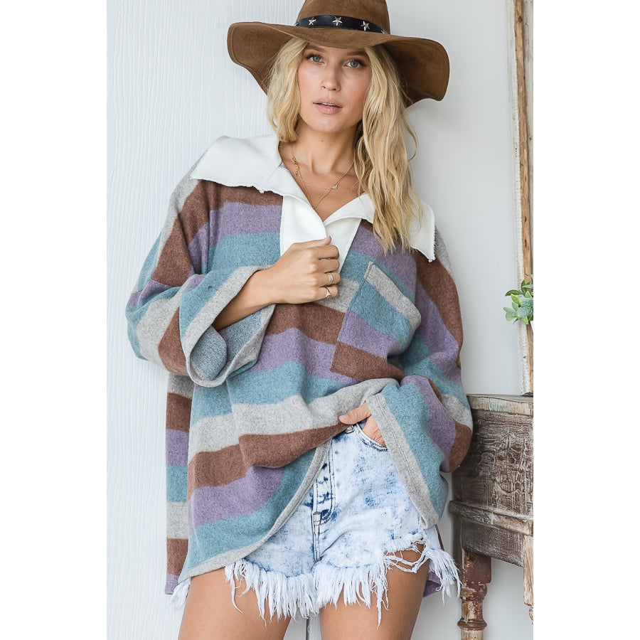 Collared Striped Pullover - Multi