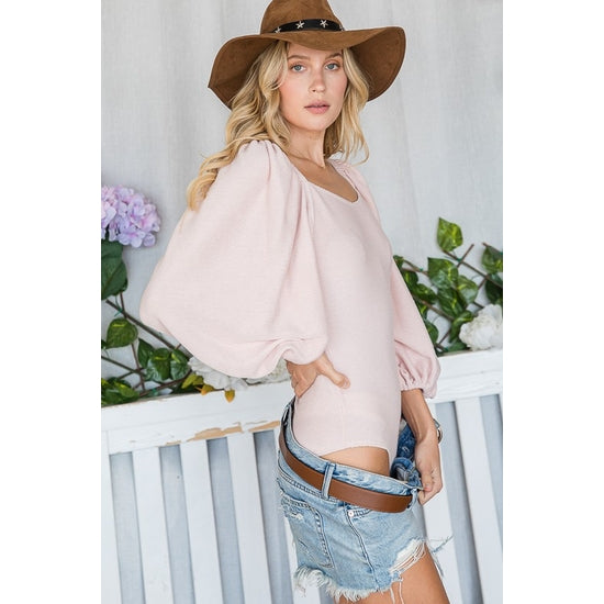 Lantern Sleeve Bodysuit - Mauve