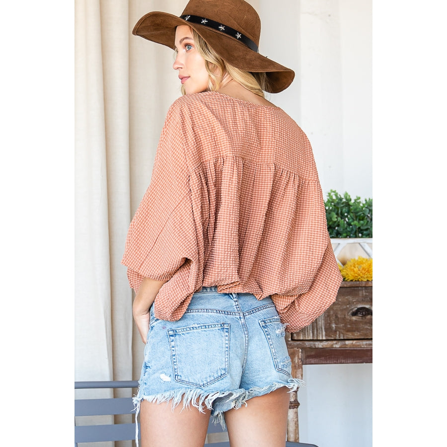 Pleated Dolman Sleeve Top