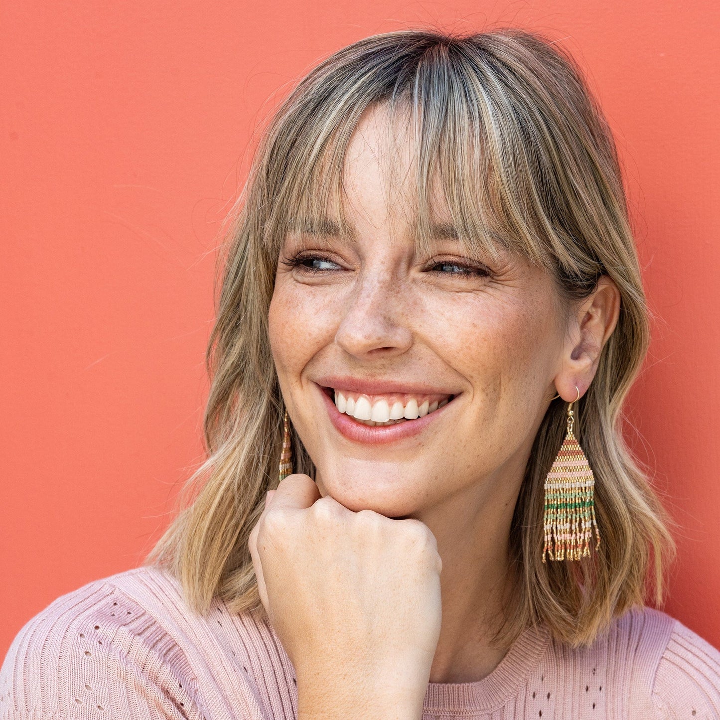 Luxe Petite Fringe Earring - Desert Gold Stripes