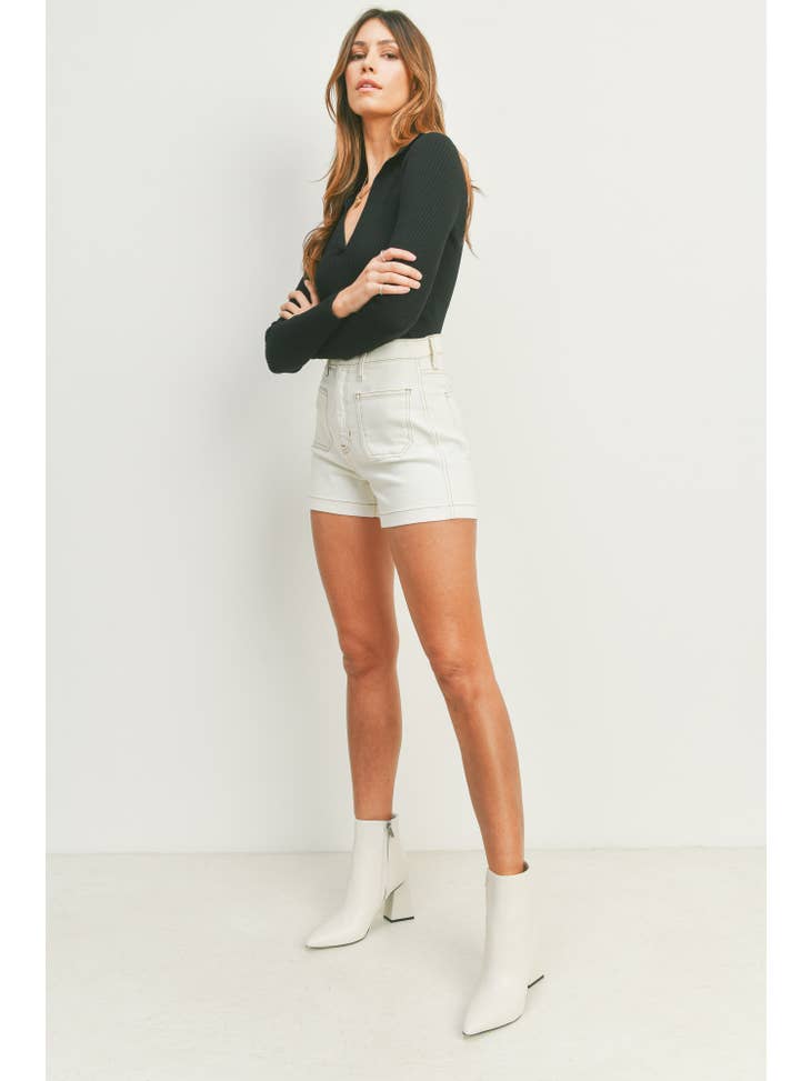 Patch Pocket Denim Short - Off White
