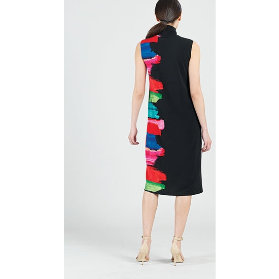 Patterned Mock Neck Midi Tank Dress