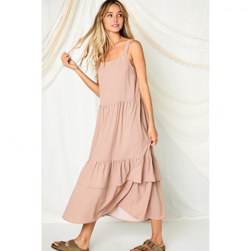 Pin Stripe Midi - Taupe