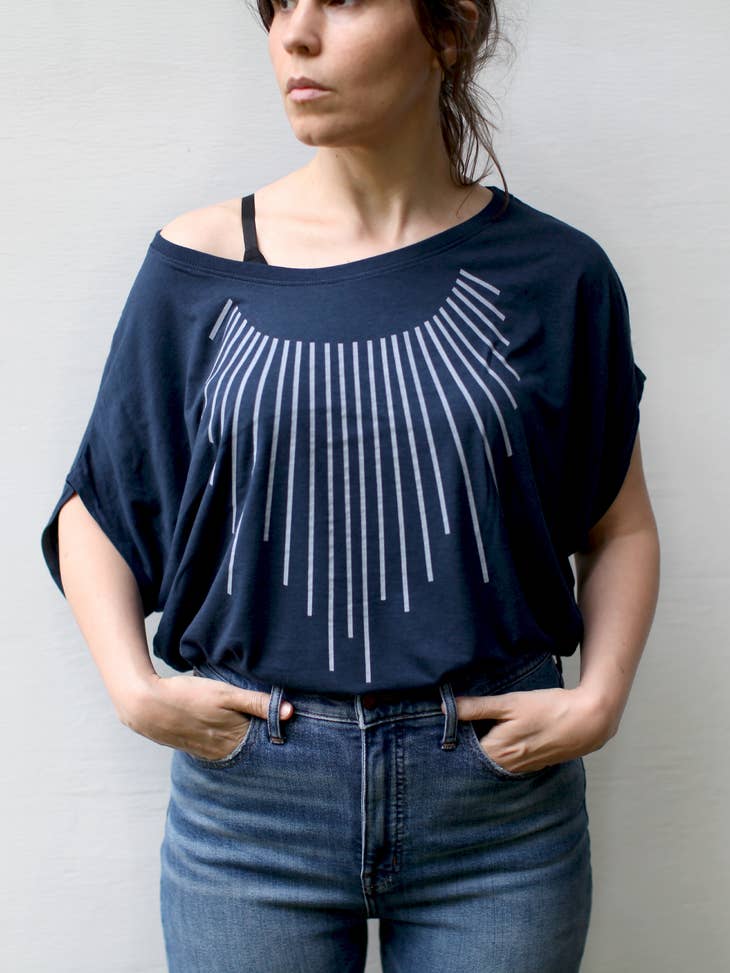 Sun Collar Dolman Sleeve Tee - Blue