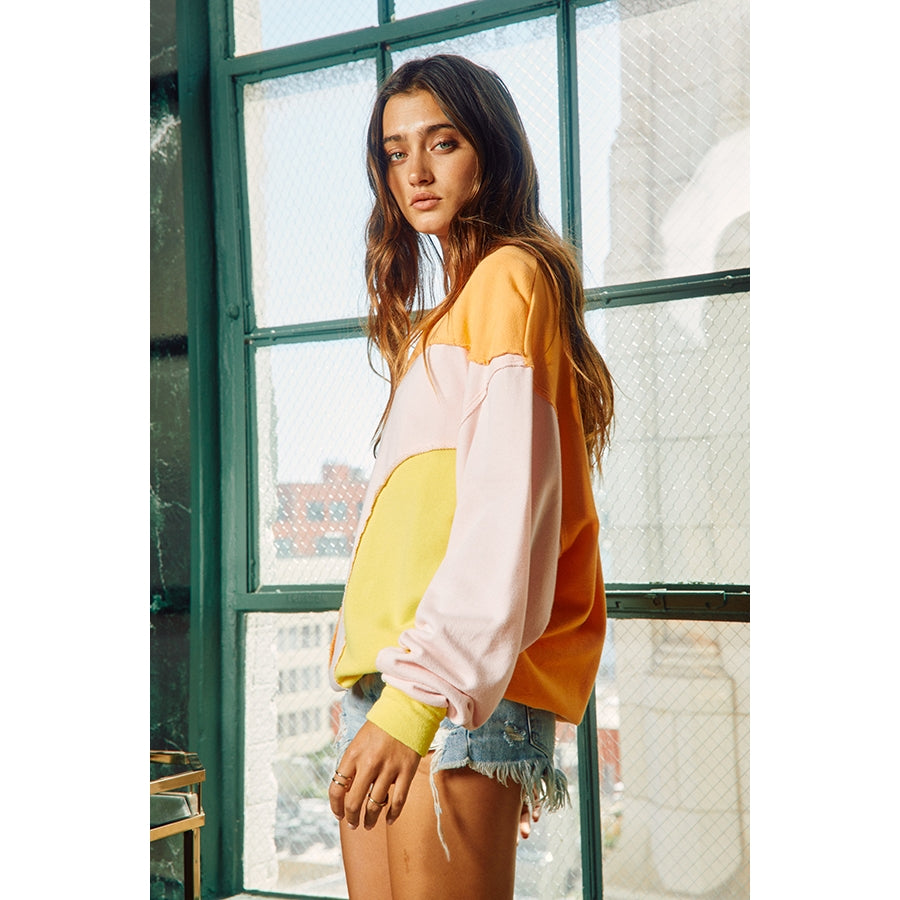 Oversized Color Block Sweatshirt