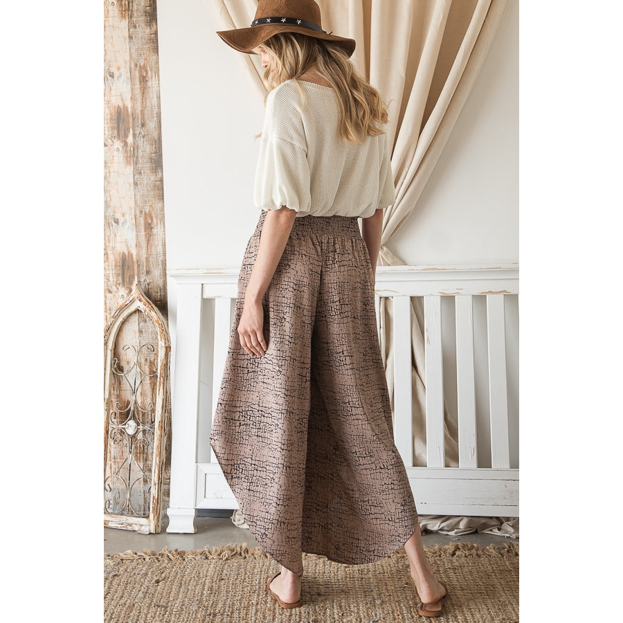 Crackled Plaster Print Pants - Mocha