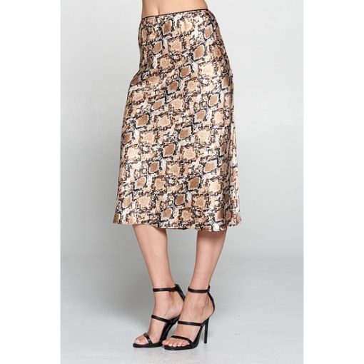 Satin Snake Midi Skirt