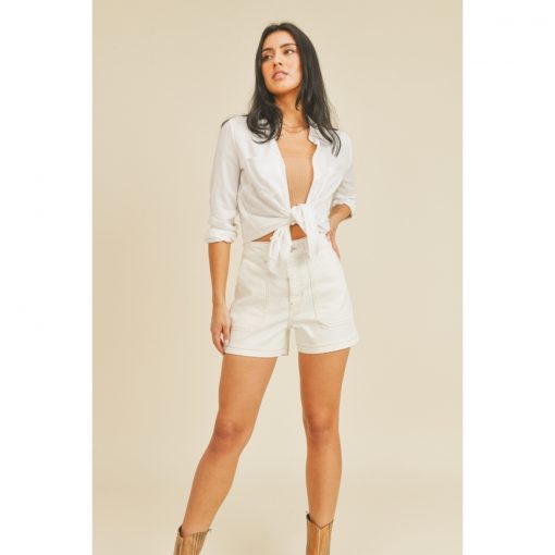 Cargo Denim Short - White
