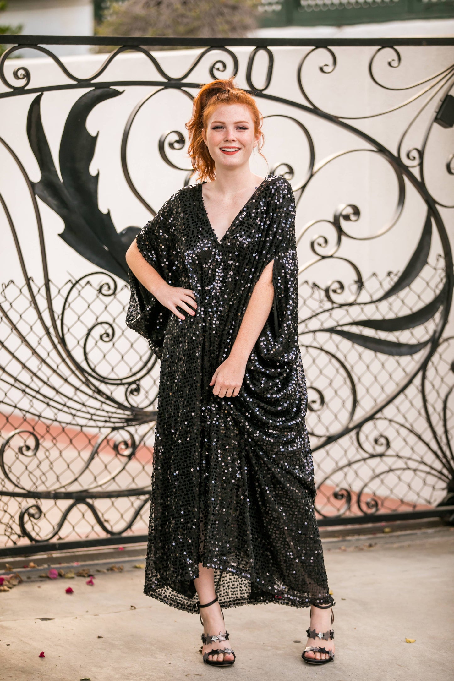 Black Sequin Caftan