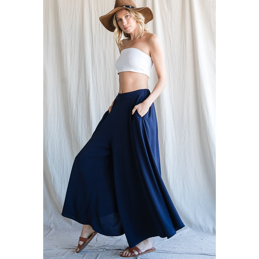 Wide Leg Traveler Pants - Navy