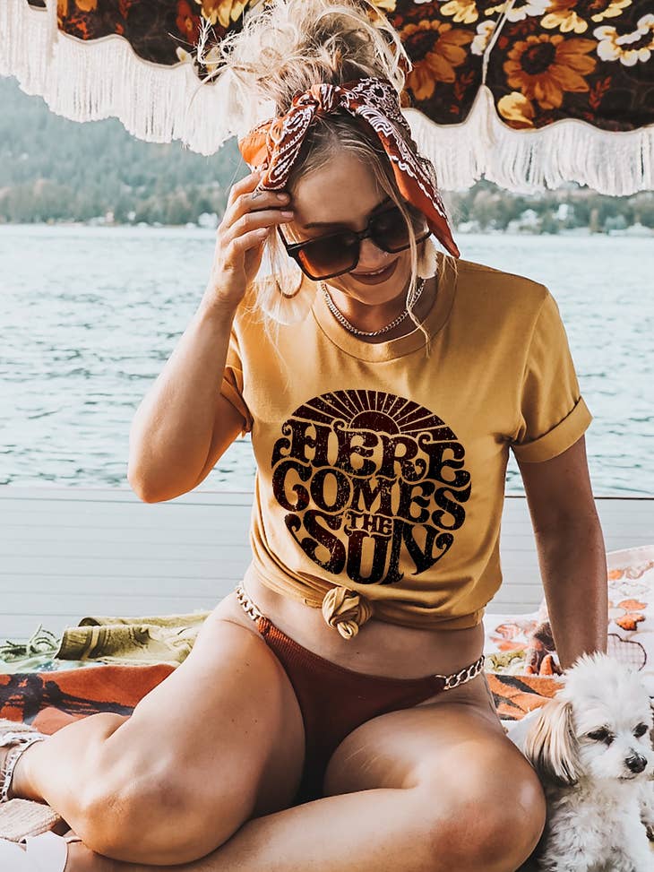 Here Comes the Sun Tee - Mustard