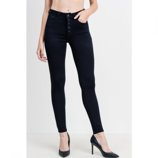 High Rise Button Up Skinny - Black