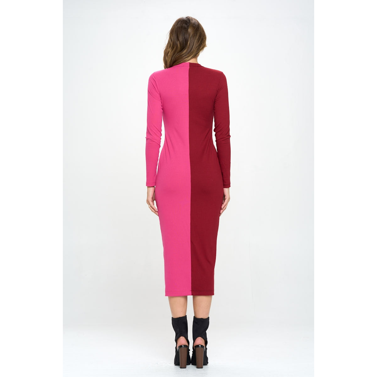 Color Block Cardigan Midi Dress