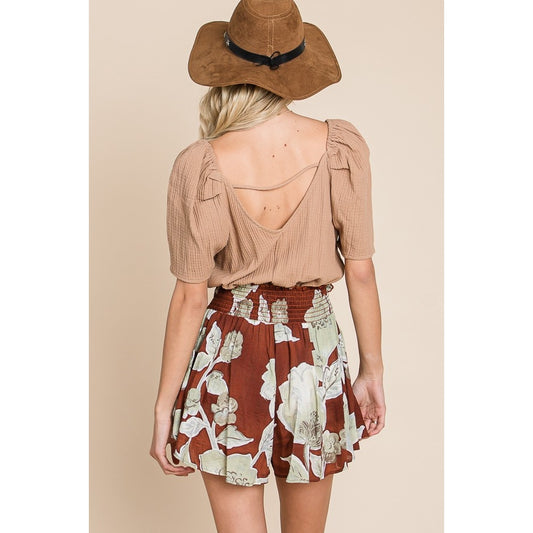Puff Sleeve Bodysuit - Mocha