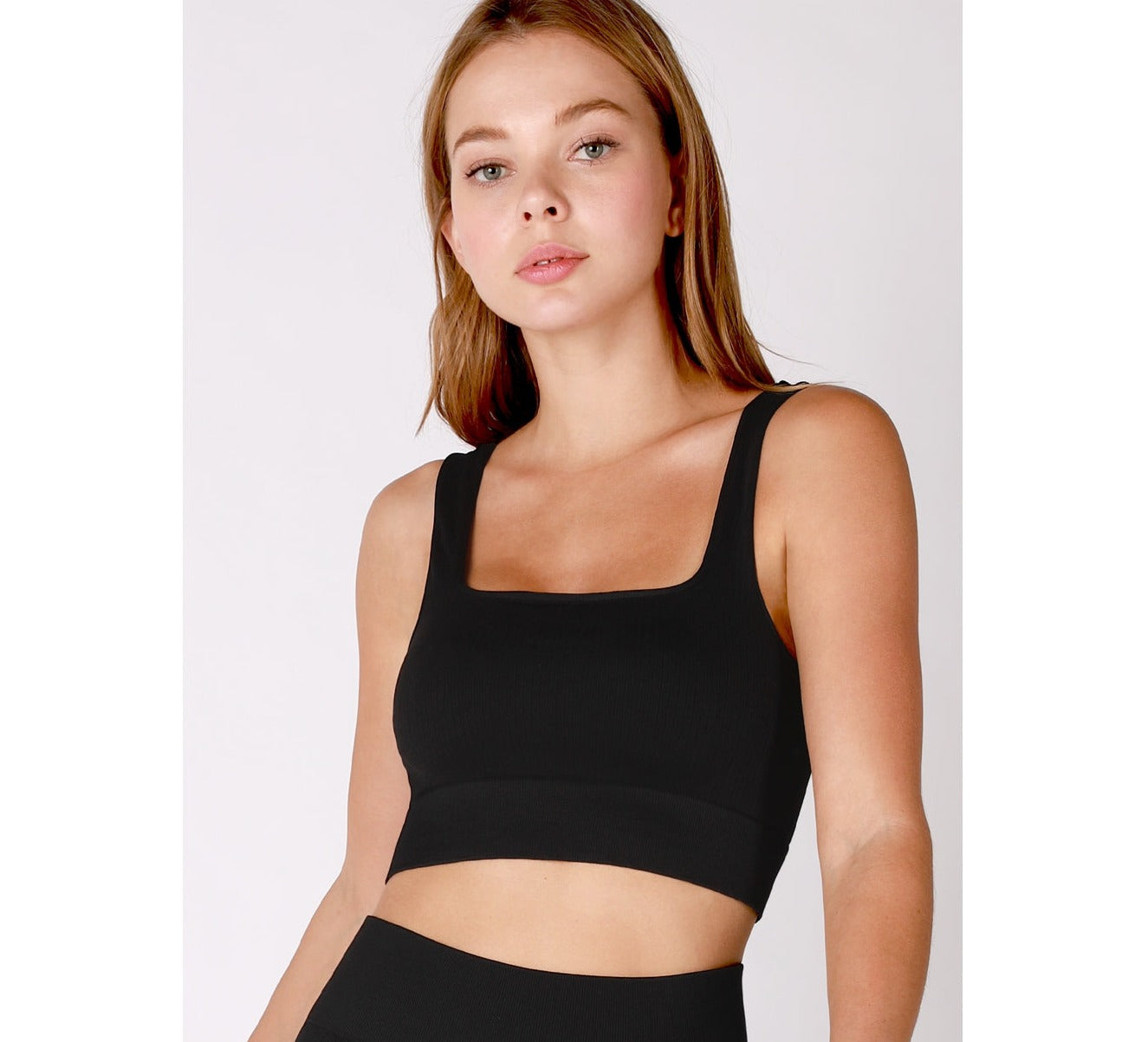 Square Neck Crop Top - Black
