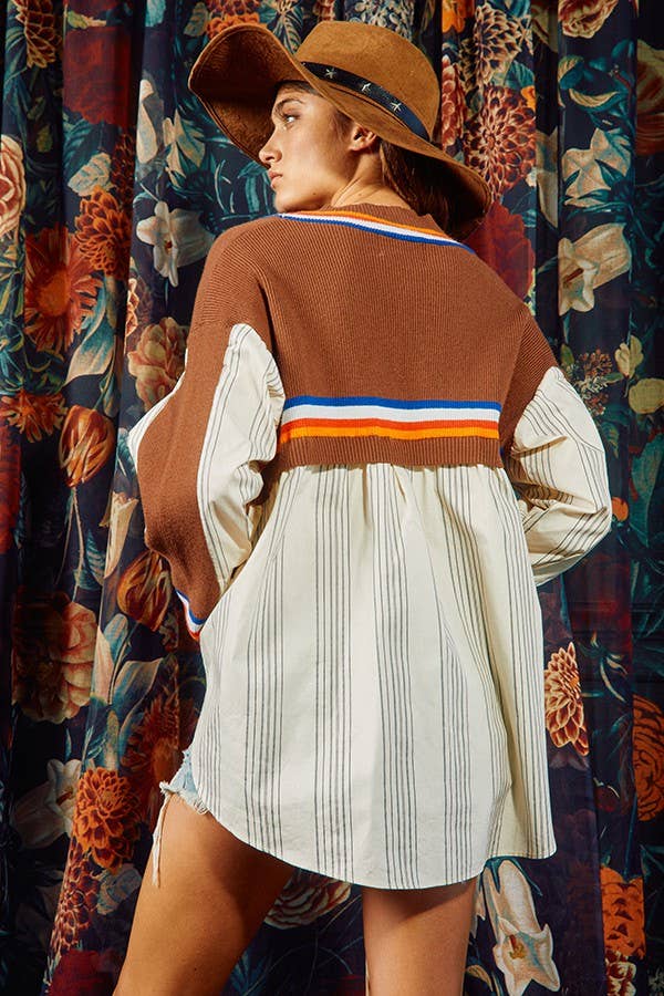 Twofer Style Hi-low Hem Cardigan Top