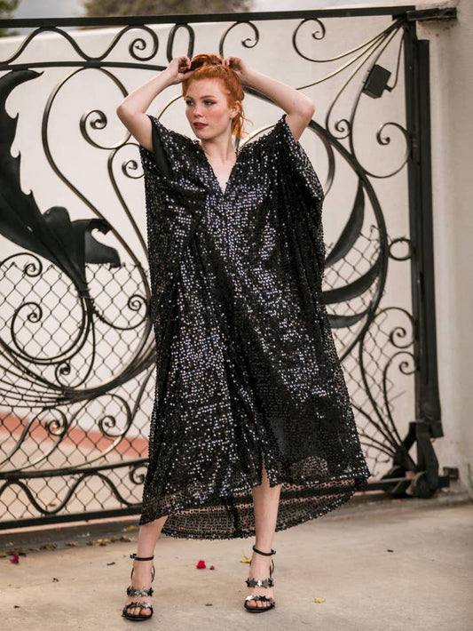 Black Sequin Caftan
