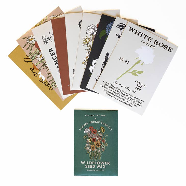 Flower Zodiac Sticker Card Set - Cancer