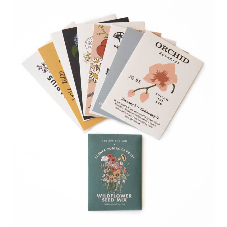 Flower Zodiac Sticker Card Set - Aquarius