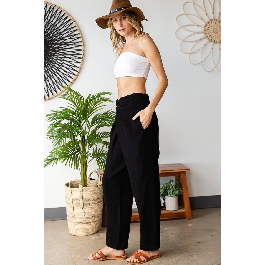 Twist Waist Pants - Black