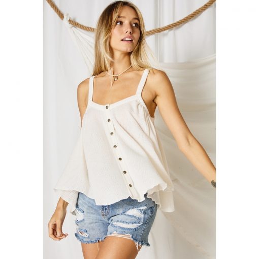 Button Tank - Cream