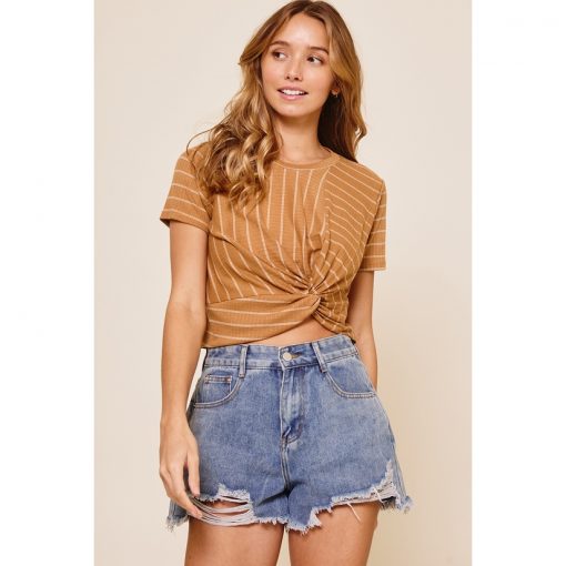 Stripe Crop Top - Camel