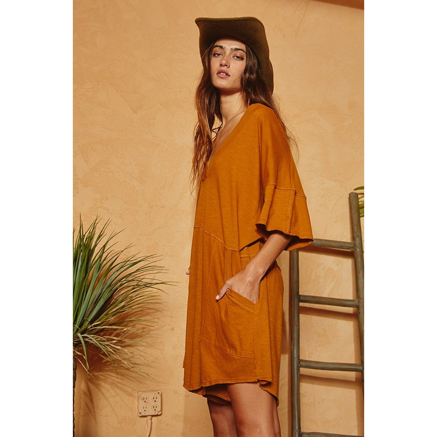 Oversized Solid Romper - Camel