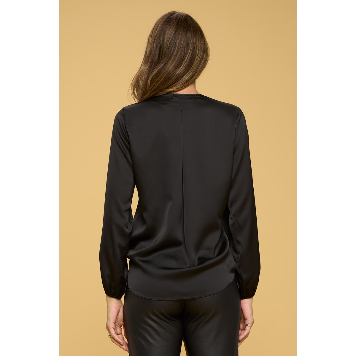 Satin Long Sleeve Surplice Top