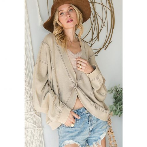 Oversized Twist Sweater - Taupe