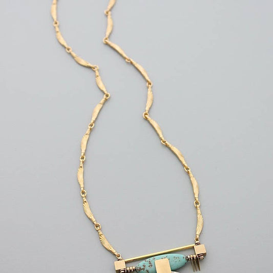 Art Deco Turquoise and White Pendant Necklace