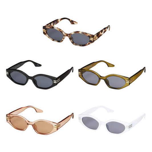 Metallic Accent Oval Sunglasses