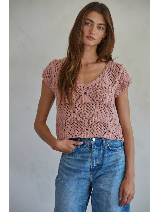 Cora Crochet Top - Mauve