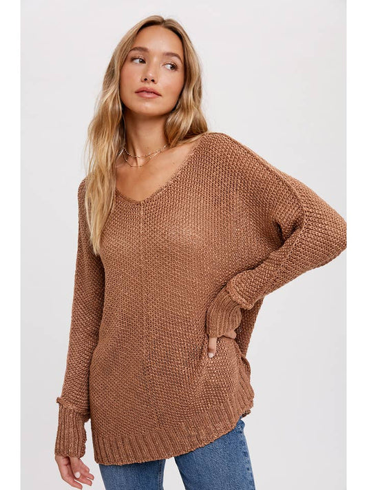 Reverse Seam Sweater - Mocha