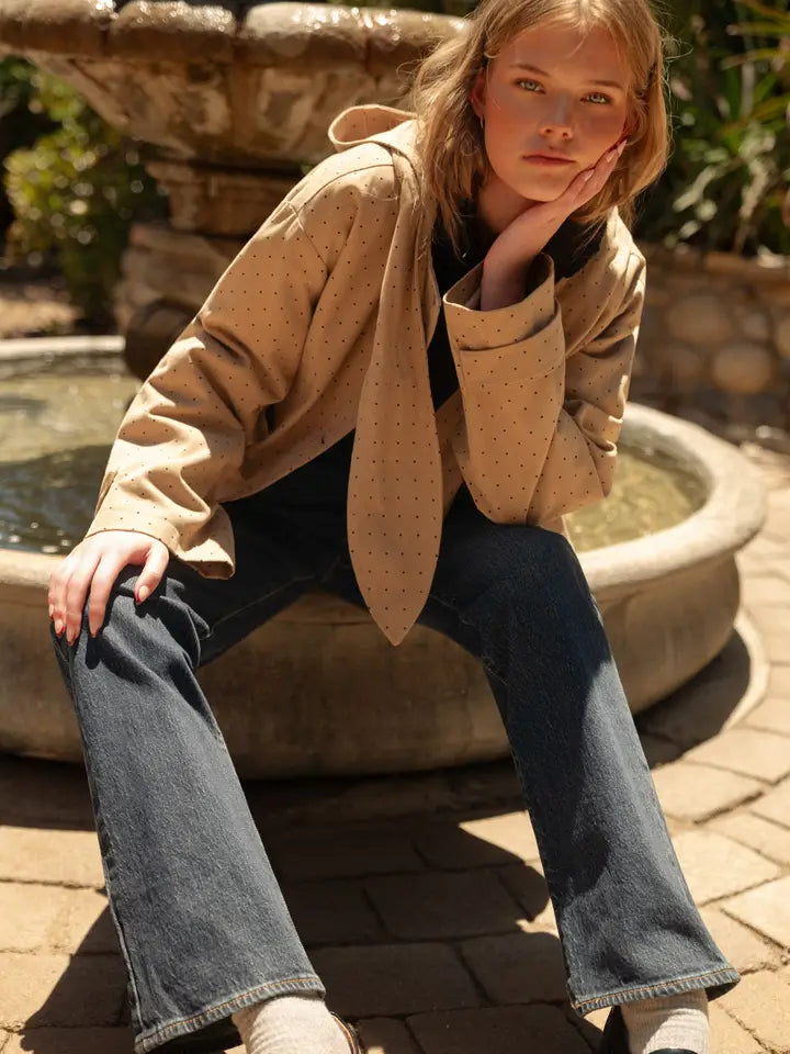 Polka Dot Jacket with Hood - Beige Dot