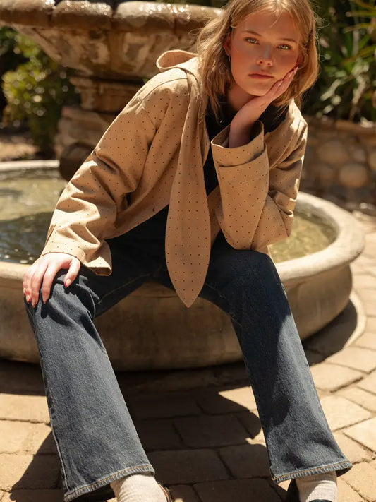 Polka Dot Jacket with Hood - Beige Dot