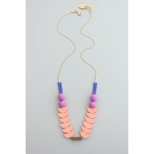 Coral Purple and Blue Chain Necklace