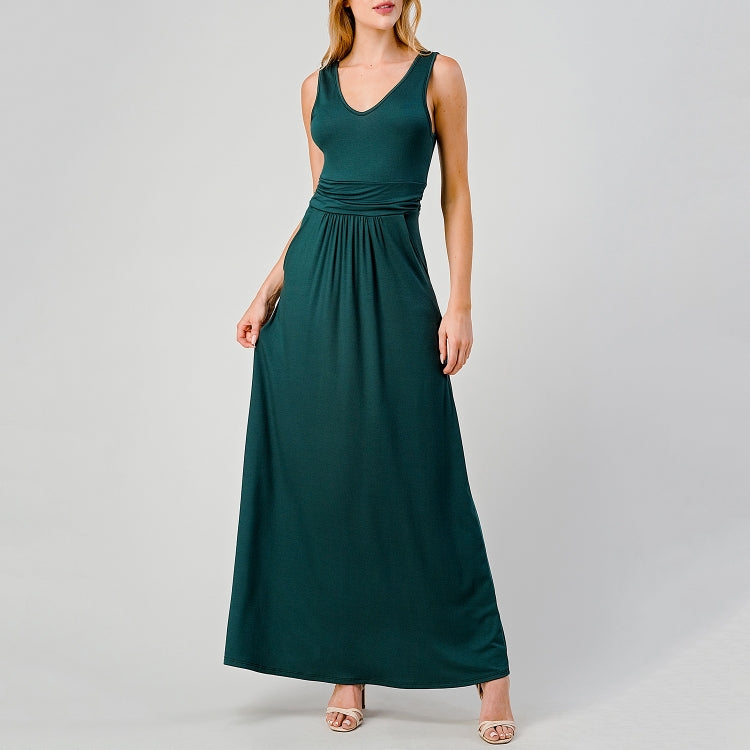 V-Neck Maxi Dress - Urban Green