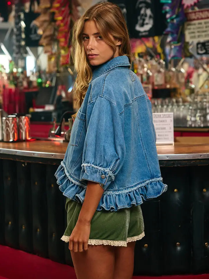 Ruffle Hemline Shirt - Denim