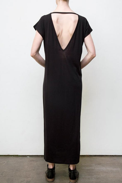 Low-V Back Dress - Black