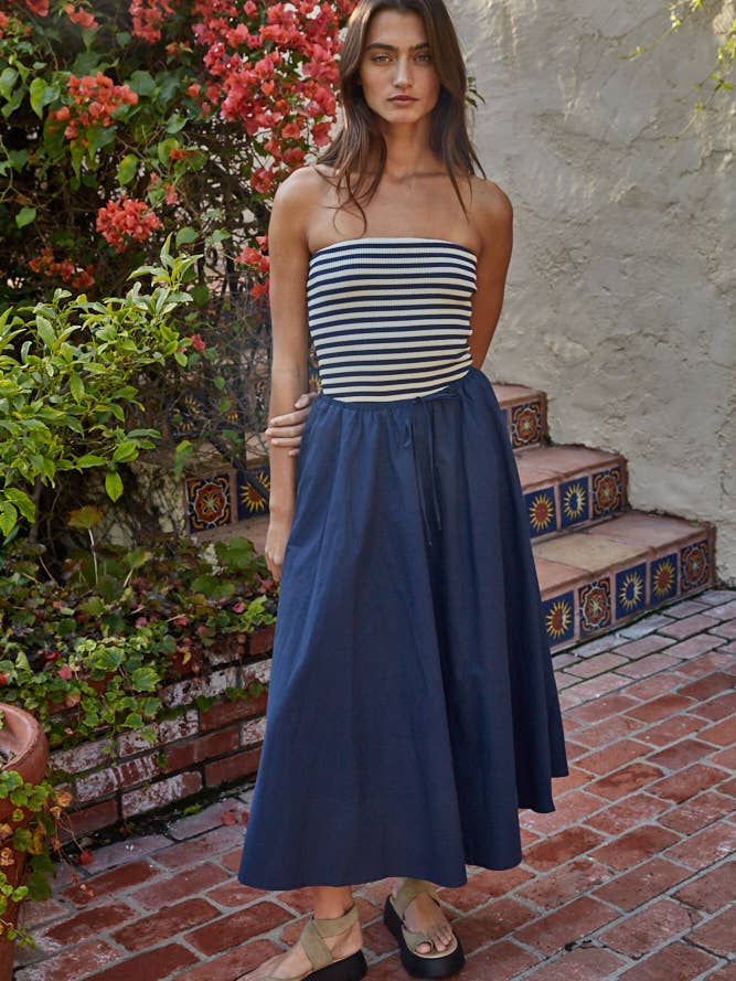 Flare Midi Skirt - Navy