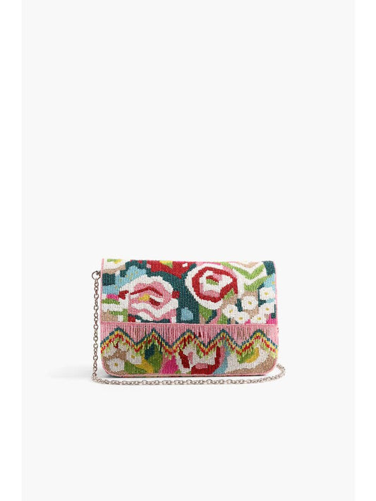 Geo Floral Beaded Crossbody Bag