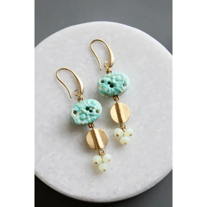 Vintage Turquoise Glass Cluster Earrings