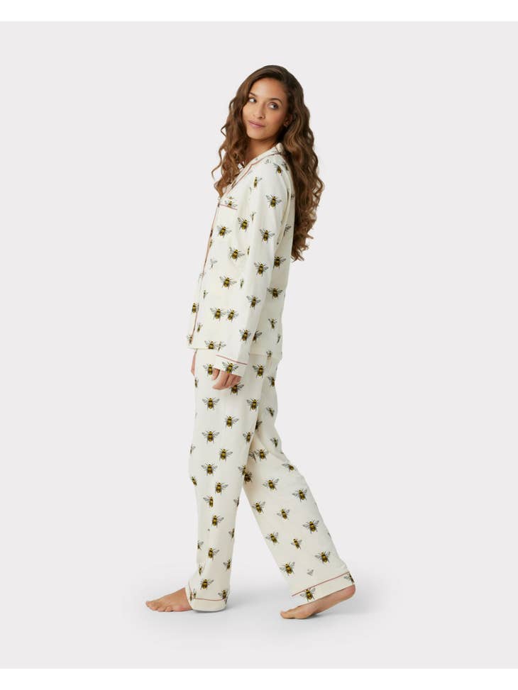 Organic Cotton Pajama Set - Cream Bee