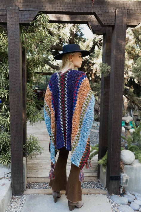 Colorful Crochet Ruana - Indigo