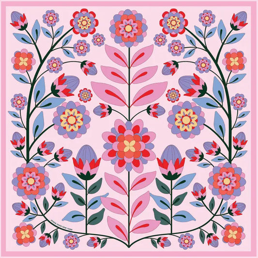 Double Sided Silk Scarf - Pink Garden