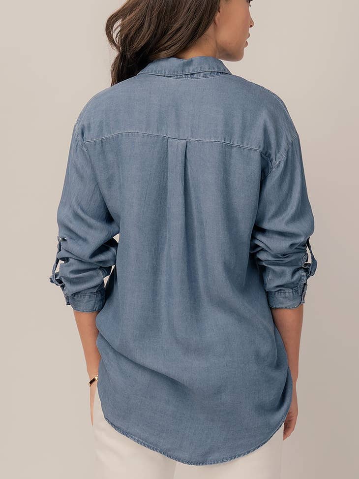 Tencel Button Down Shirt - Medium Denim - Final Sale