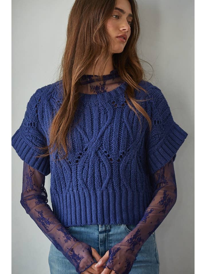 Cali Crochet Top - Navy