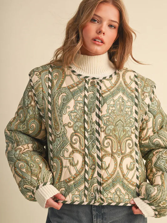 Paisley Quilted Jacket - Cream Multi