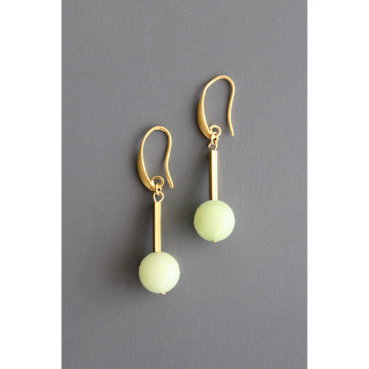 Jade and Brass Earrings