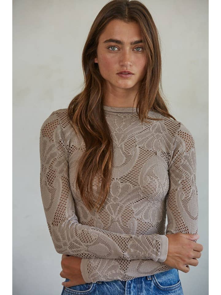 Seamless Jacquard Top - Ash Mauve